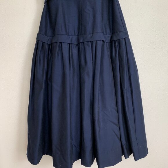 Vintage 50s Navy Belted Party Dress Cocktail Fitted Size XSmall Rockabilly - Picture 8 of 9